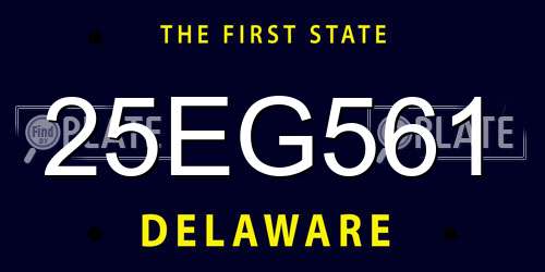 25EG561 Delaware License Plate