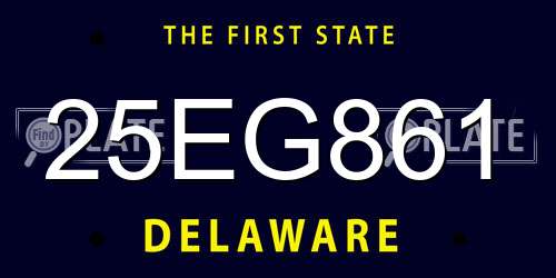 25EG861 Delaware License Plate