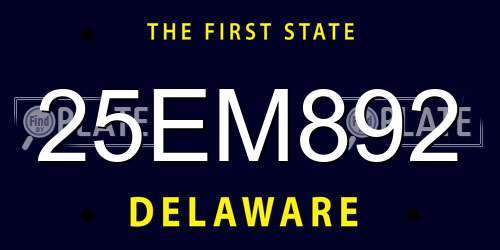 25EM892 Delaware License Plate