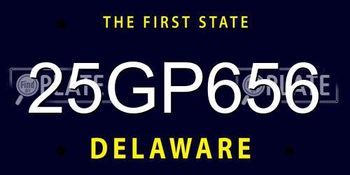 25GP656 Delaware License Plate