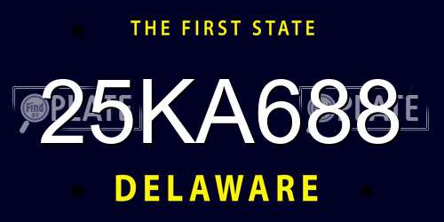 25KA688 Delaware License Plate
