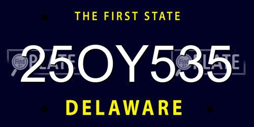 25OY535 Delaware License Plate