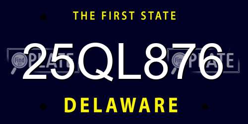 25QL876 Delaware License Plate