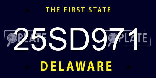 25SD971 Delaware License Plate