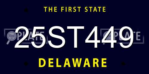 25ST449 Delaware License Plate
