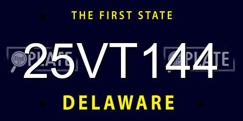 25VT144 Delaware License Plate
