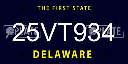 25VT934 Delaware License Plate