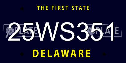 25WS351 Delaware License Plate