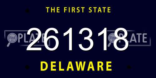 261318 Delaware License Plate