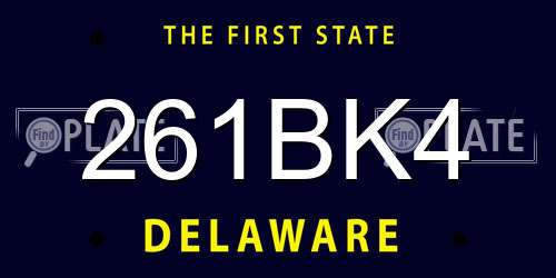 261BK4 Delaware License Plate