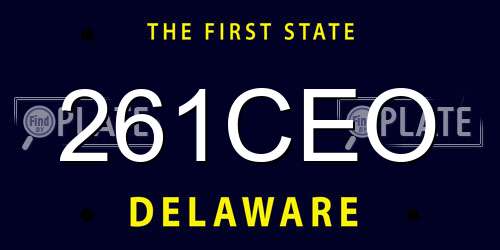 261CEO Delaware License Plate