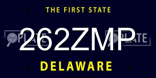262ZMP Delaware License Plate