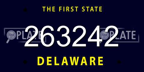 263242 Delaware License Plate