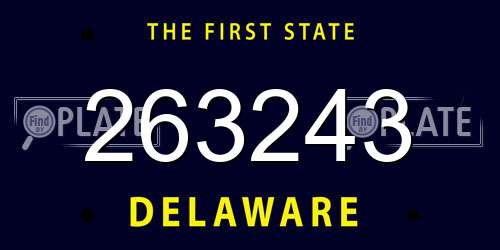 263243 Delaware License Plate