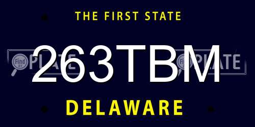 263TBM Delaware License Plate