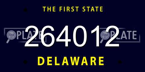 264012 Delaware License Plate