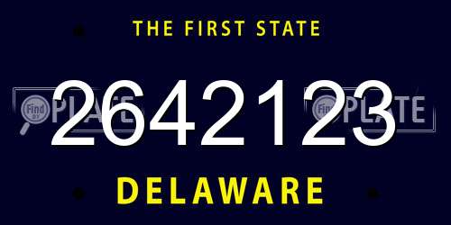 2642123 Delaware License Plate