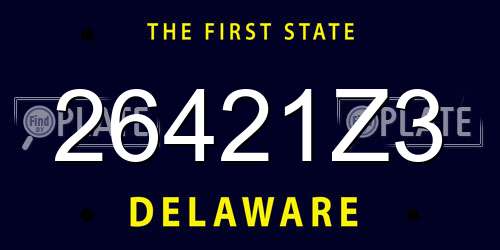 26421Z3 Delaware License Plate