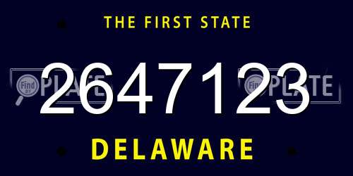 2647123 Delaware License Plate