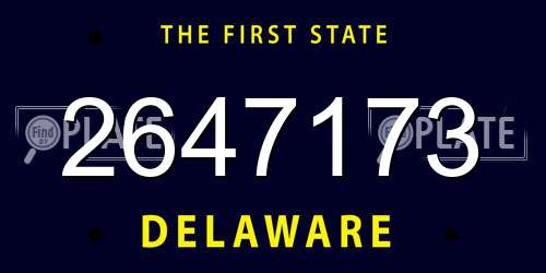 2647173 Delaware License Plate