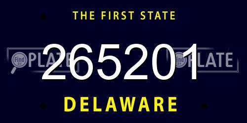 265201 Delaware License Plate