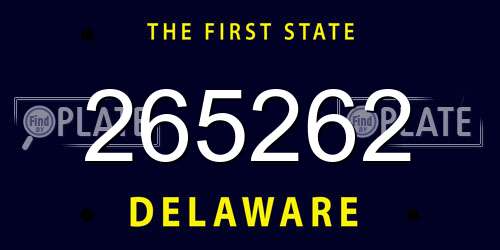 265262 Delaware License Plate