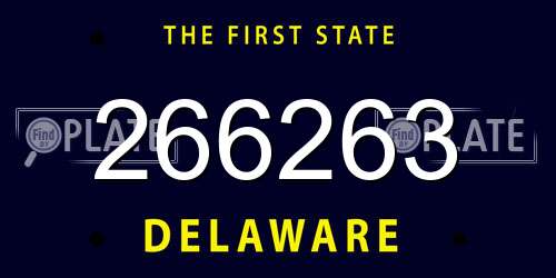 266263 Delaware License Plate