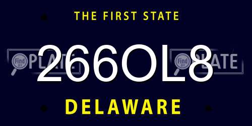 266OL8 Delaware License Plate