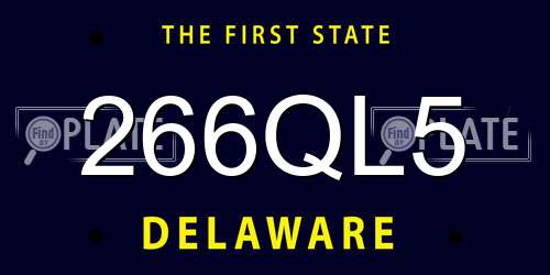 266QL5 Delaware License Plate