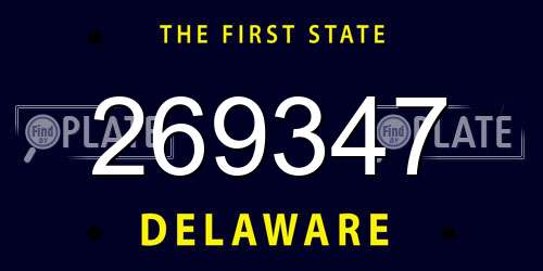 269347 Delaware License Plate