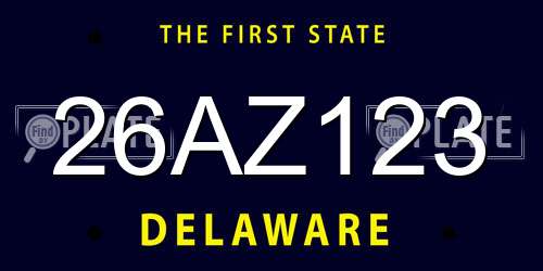 26AZ123 Delaware License Plate