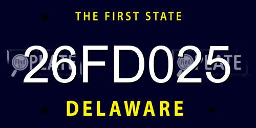 26FD025 Delaware License Plate