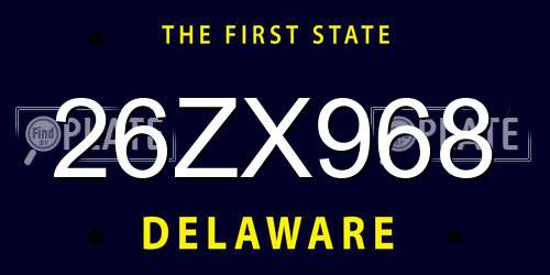 26ZX968 Delaware License Plate