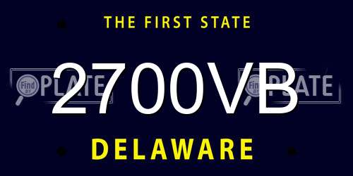 2700VB Delaware License Plate
