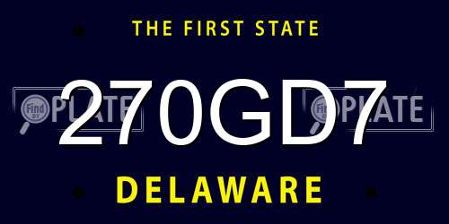 270GD7 Delaware License Plate