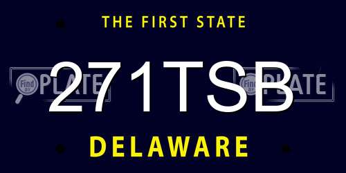 271TSB Delaware License Plate
