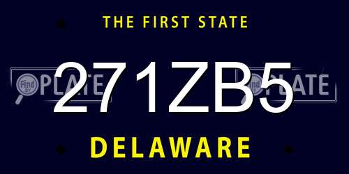 271ZB5 Delaware License Plate
