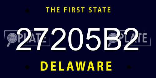 27205B2 Delaware License Plate