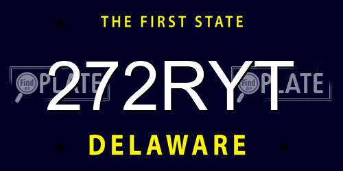 272RYT Delaware License Plate