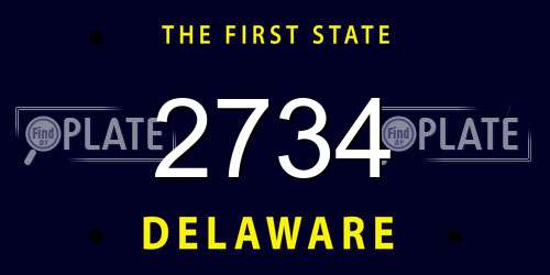 2734 Delaware License Plate