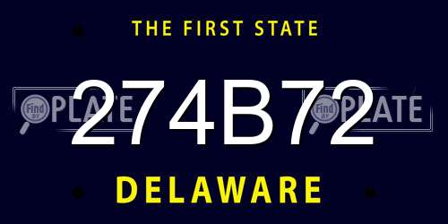 274B72 Delaware License Plate
