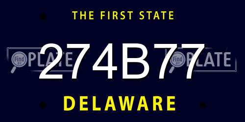 274B77 Delaware License Plate