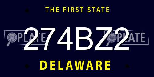 274BZ2 Delaware License Plate