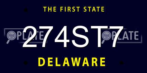 274ST7 Delaware License Plate