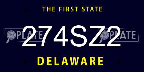 274SZ2 Delaware License Plate