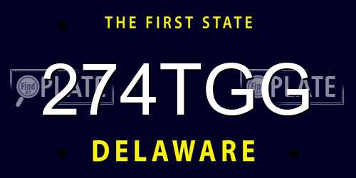 274TGG Delaware License Plate