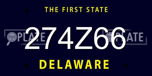 274Z66 Delaware License Plate