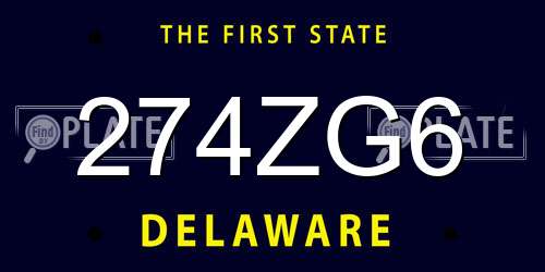 274ZG6 Delaware License Plate