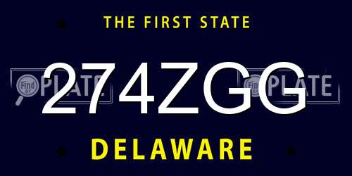 274ZGG Delaware License Plate