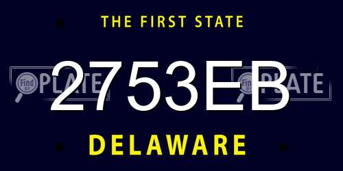 2753EB Delaware License Plate